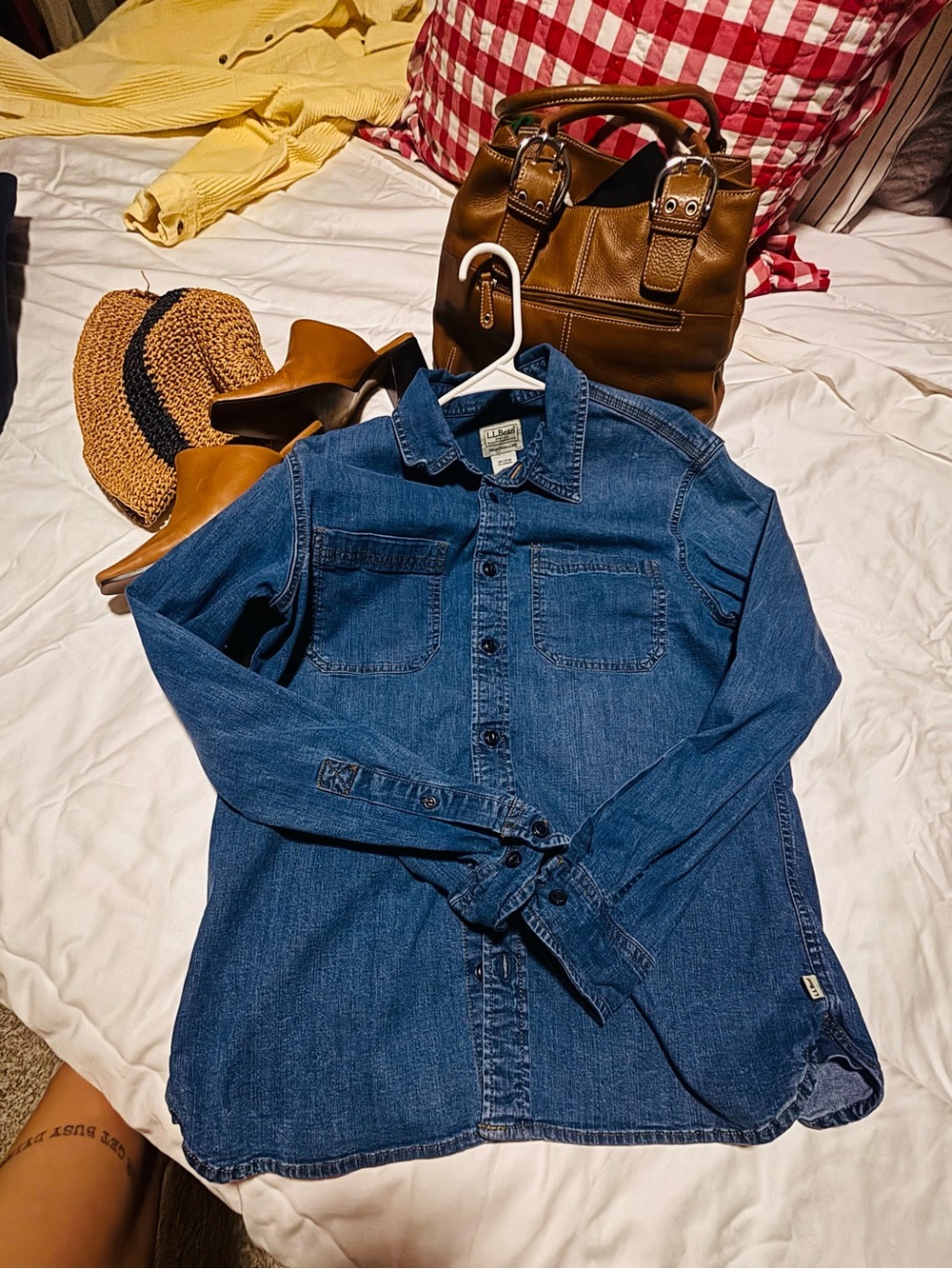 L.L. bean Classic Denim Button-Up Shirt - Blue